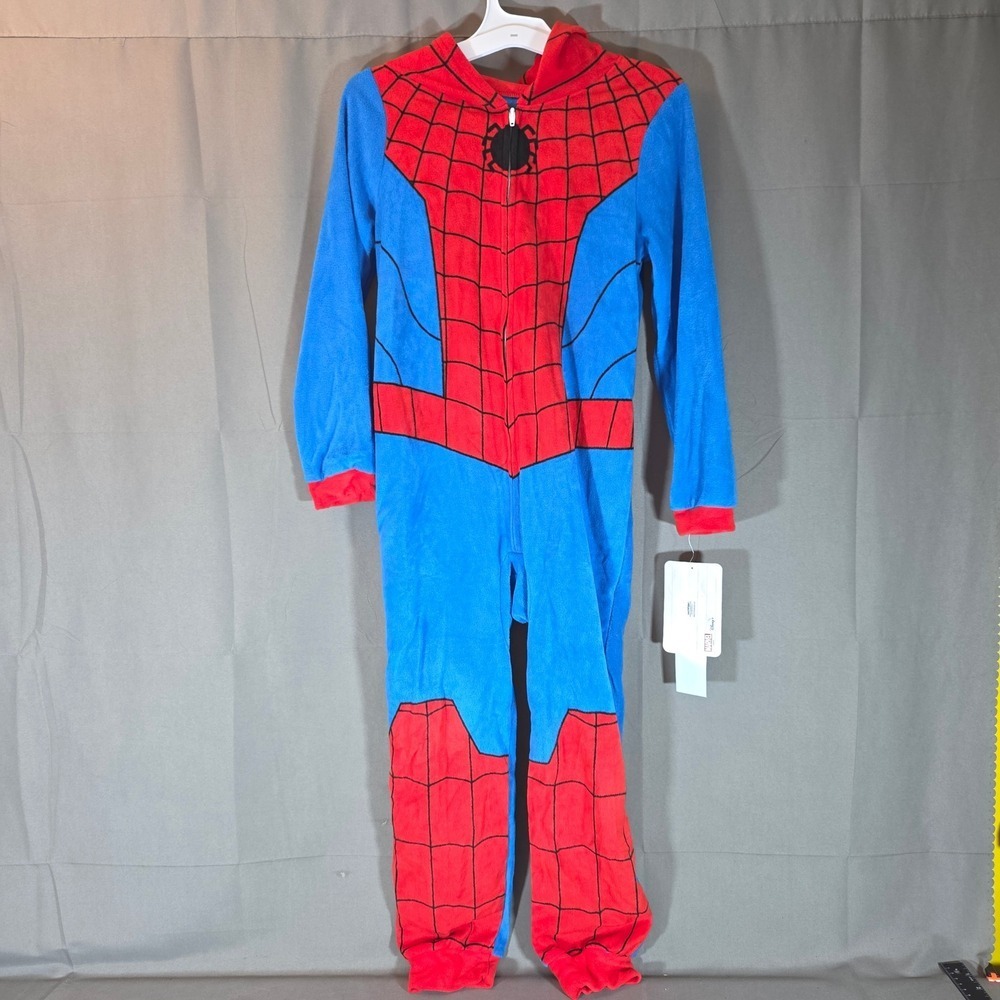 Marvel Spider-Man Kids Hooded Fleece Union Suit Red Blue M 8/10 SM464BBSTG